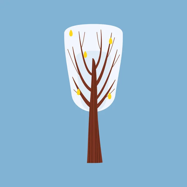 Árbol de invierno decorar estilizado, nieve, desnudo. Vector, estilo de dibujos animados, aislado — Archivo Imágenes Vectoriales