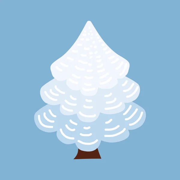 Arbre d'hiver décorer stylisé, neige, nu. Vecteur, style dessin animé, isolé — Image vectorielle