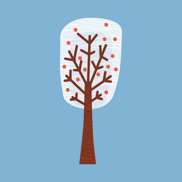 Árvore de inverno decorar estilizado, neve, nu. Vetor, estilo cartoon, isolado — Vetor de Stock