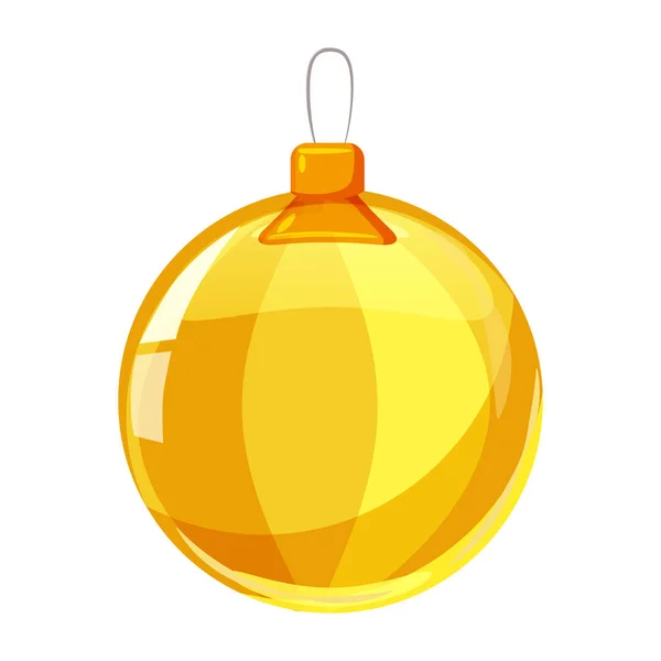 Colore palla gialla natalizia isolata su sfondo bianco. Illustrazione vettoriale. Stile cartone animato — Vettoriale Stock