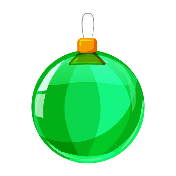 Kleur groen kerst bal geïsoleerd op een witte achtergrond. Vectorillustratie. Cartoon stijl — Stockvector