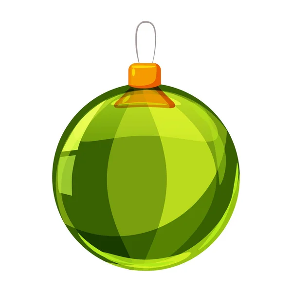 Kleur groen kerst bal geïsoleerd op een witte achtergrond. Vectorillustratie. Cartoon stijl — Stockvector