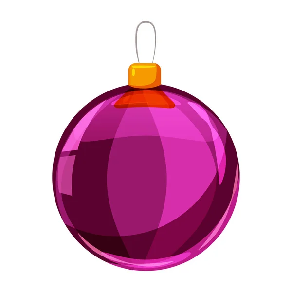 Cor Natal bola roxa isolado no fundo branco. Ilustração vetorial. Estilo dos desenhos animados —  Vetores de Stock