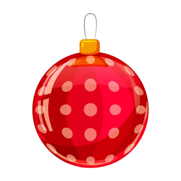 Cor decorado Natal bola vermelha isolada sobre fundo branco. Ilustração vetorial. Estilo dos desenhos animados —  Vetores de Stock