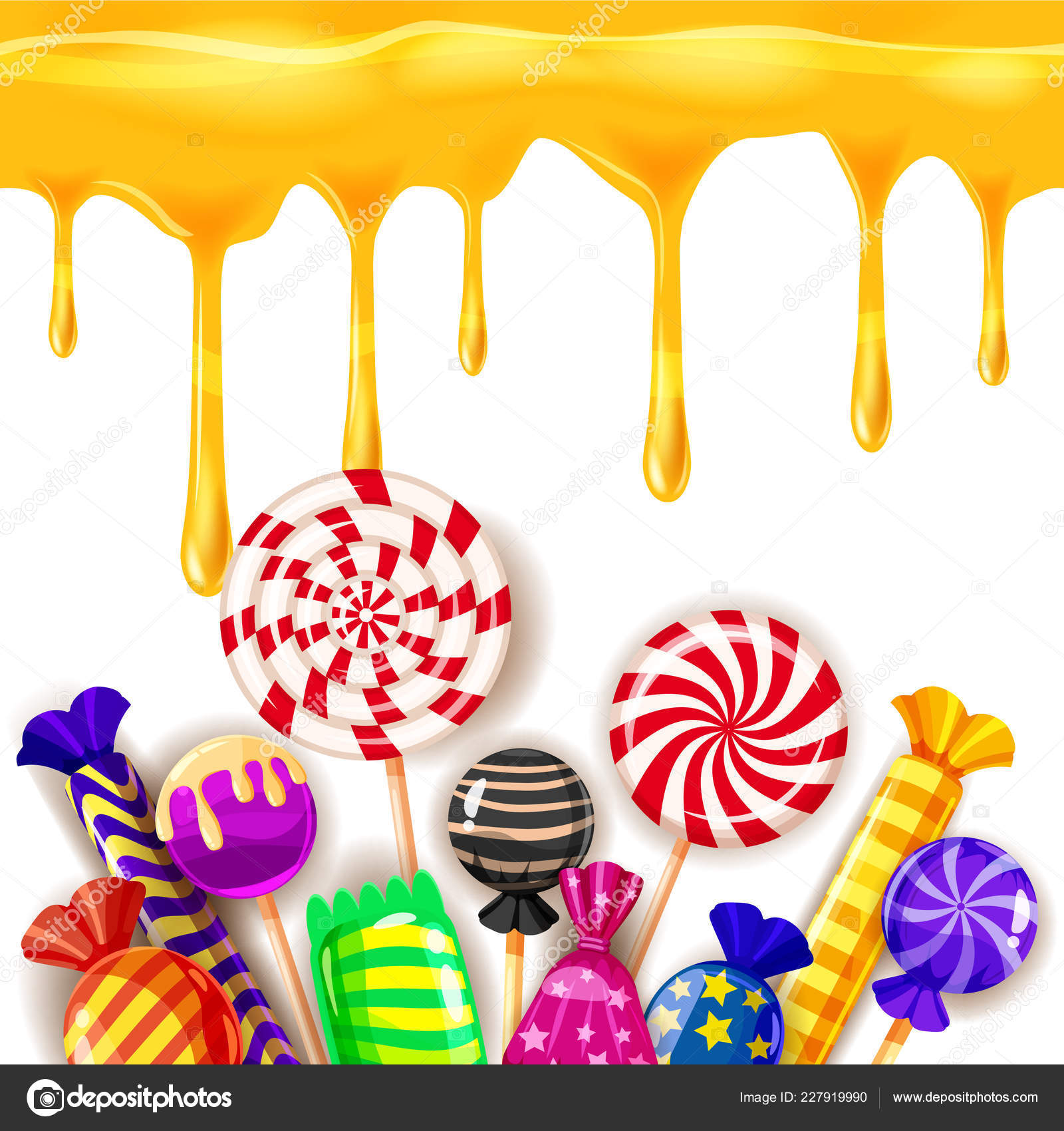 Candy Sweet Shop colourfull template set of different colors of candy