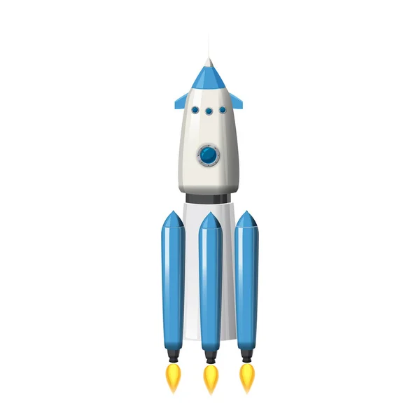 ロケット、宇宙船、分離ベクトル図です。シンプルなレトロな宇宙船のアイコン。漫画のスタイルは、白い背景、ポスター、baner — ストックベクタ