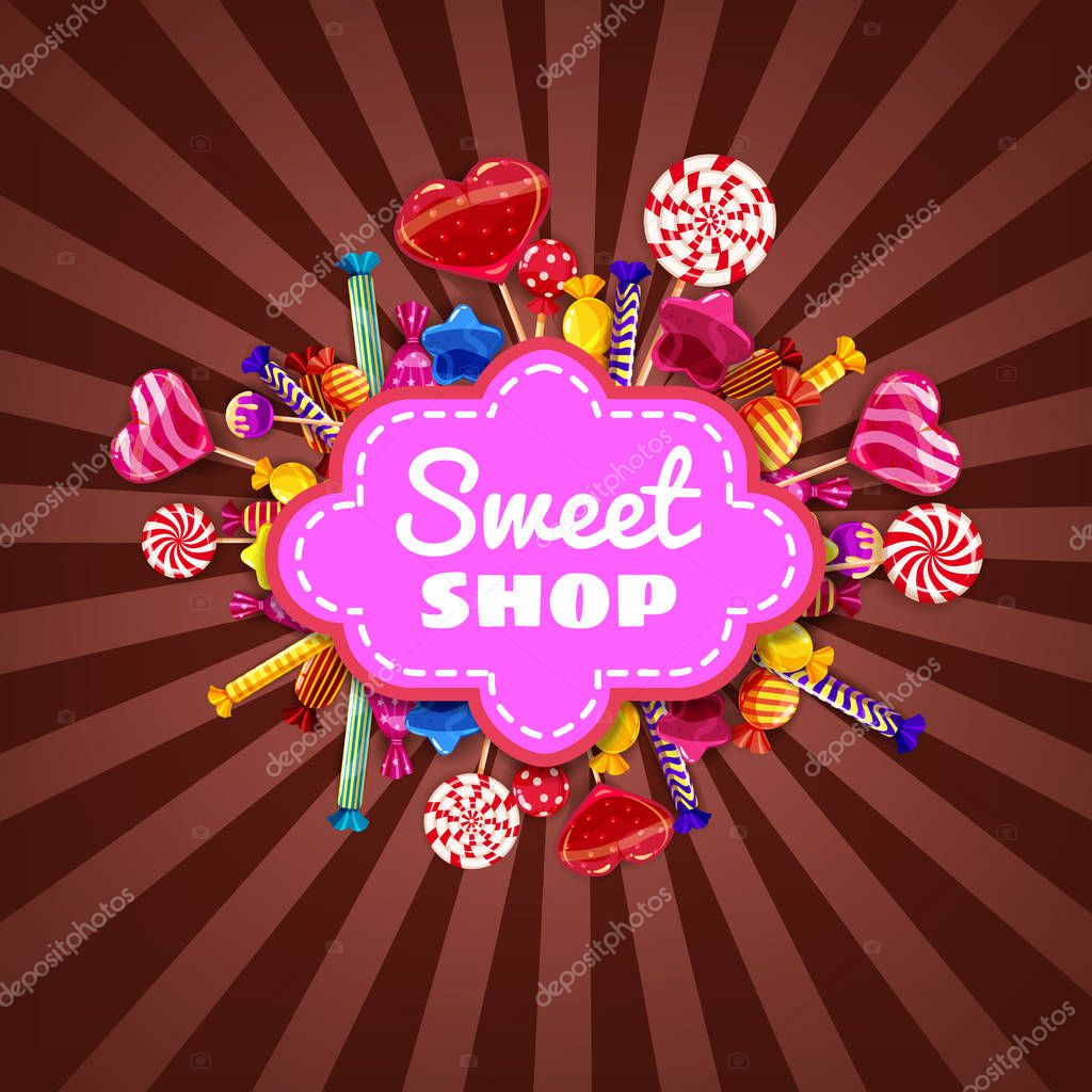 Candy Sweet Shop background set of different colors of candy, candy, sweets, chocolate candy, jelly beans