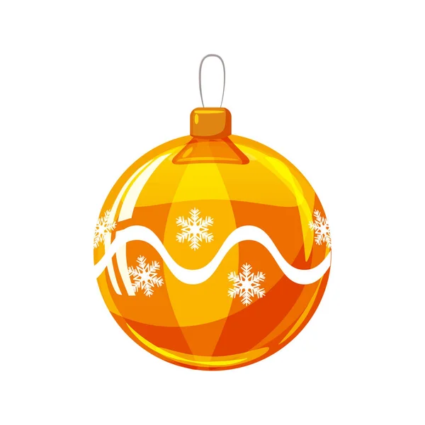 Kerst bal geel, goud, witte kleur ingericht op witte achtergrond, illustratie, vector, geïsoleerd — Stockvector