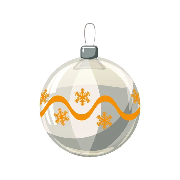 クリスマス ボールは黄色、金、白の背景、イラスト、ベクトルは、飾られた白い色分離 — ストックベクタ