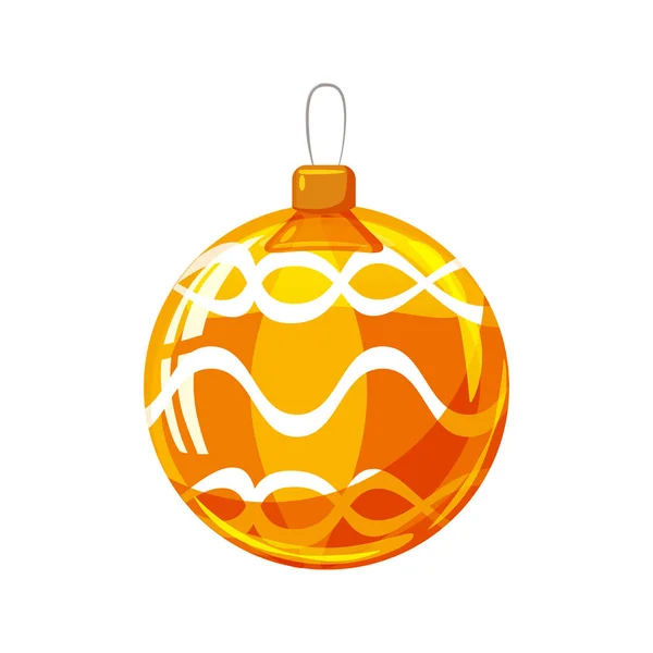 Kerst bal geel, goud, witte kleur ingericht op witte achtergrond, illustratie, vector, geïsoleerd — Stockvector