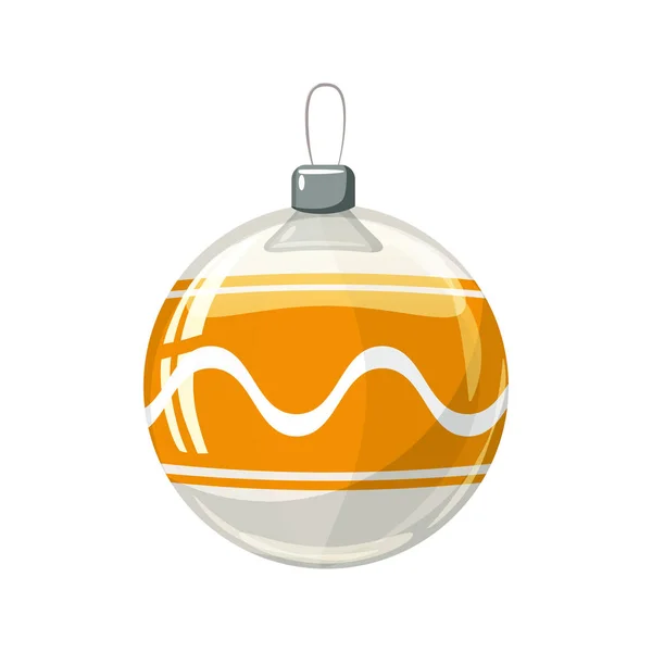 Kerst bal geel, goud, witte kleur ingericht op witte achtergrond, illustratie, vector, geïsoleerd — Stockvector
