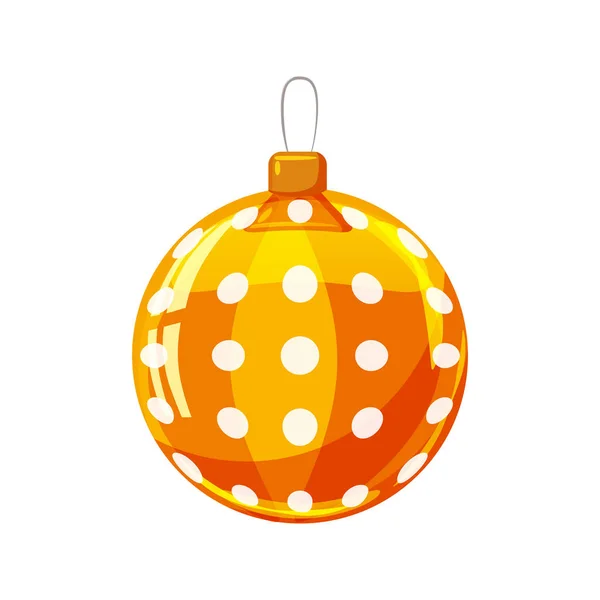 Bola de Natal amarelo, ouro, cor branca decorada sobre fundo branco, ilustração, vetor, isolado —  Vetores de Stock