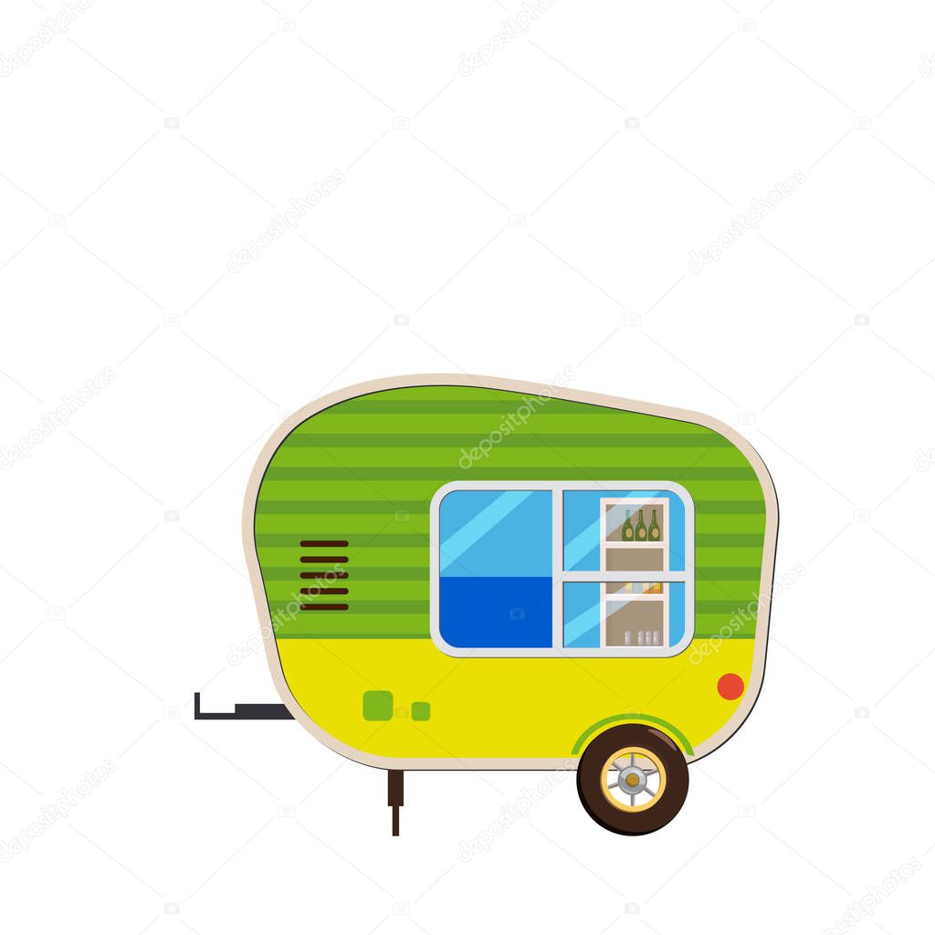 Trailer vector template for branding and advertising isolated on white. Side view, for Brand Identity street cafe and Fast-Food transport. Isolated, flat cartoon style