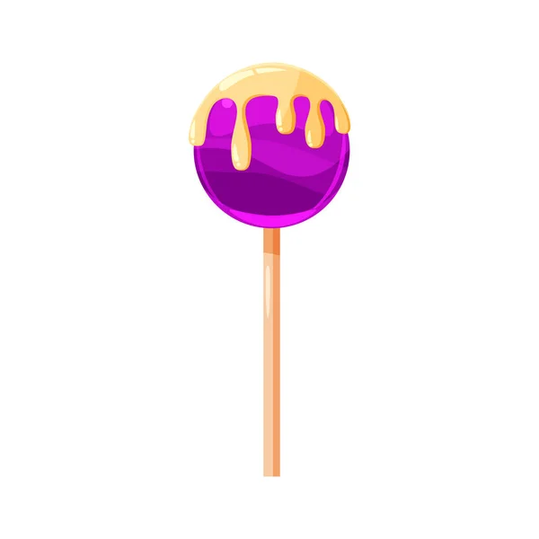 Lecca-lecca, caramelle su un bastone, dolce, colore, rotondo, vettore, illustrazione, isolato, stile cartone animato — Vettoriale Stock
