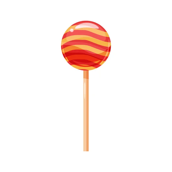 Piruleta, caramelo en un palo, dulce, color, redondo, vector, ilustración, aislado, estilo de dibujos animados — Vector de stock