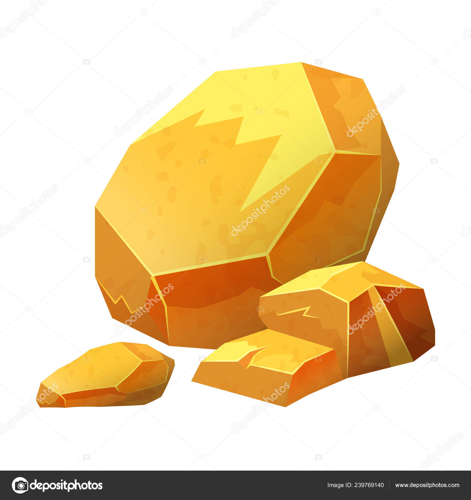 Gold nugget, stone, jewel, raw materials for jewelry, vector isolated on  white background, cartoon style Stock Vector Image by ©ValeriHadeev  #239769140