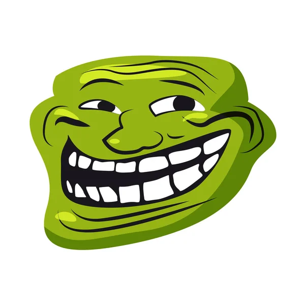 Troll de Internet, meme, cara de personaje, folklore de Internet, redes sociales, foros, para pegatinas, banner, vector, ilustración, banner, aislado — Vector de stock