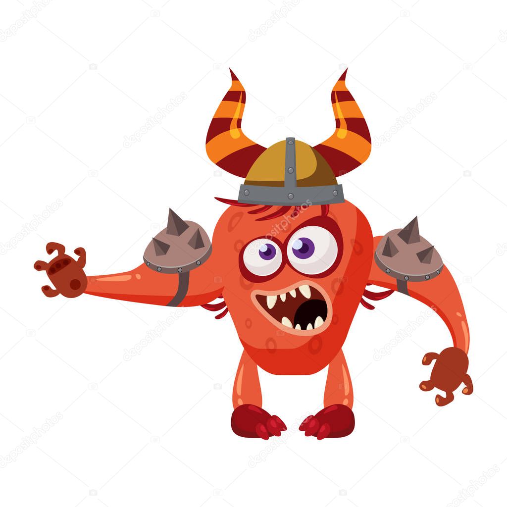 Goblin Troll cute funny fairytale character, emotions, cartoon style
