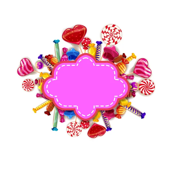 Bonbons Sweet Shop Fond Ensemble Différentes Couleurs Bonbons Bonbons Bonbons — Image vectorielle