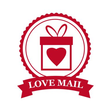 Sevgililer günü ve düğün romantik aşk posta hediye kutusu posta pulu posta kartı, davetiye tasarım ayarlayın. Formu kalp ve kartpostal illüstrasyon için pul pul. İzole vektör, şablon,