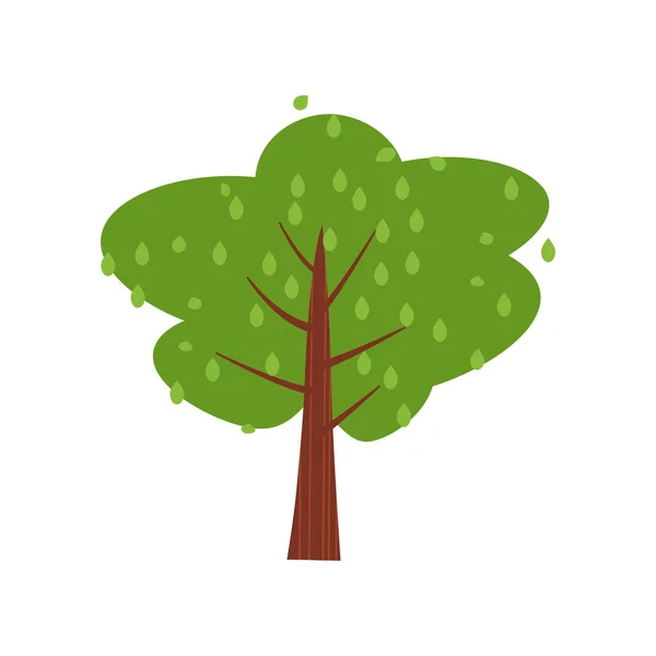 Tree forest green color stylized cute style. Vector, illustration, isolated, icon — Stock Vector