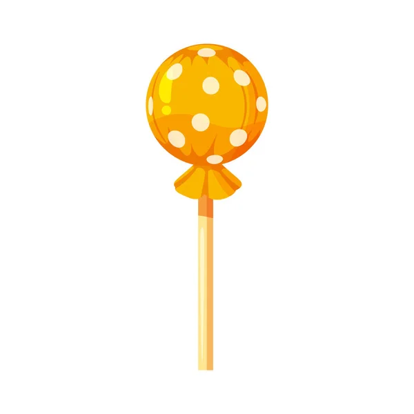 Lollipop colorful sweet. Round candies on stick in bright color packaging. Sugar sweet food dessert caramel. Vector illustration, isolated, cartoon style, icon — Stock Vector
