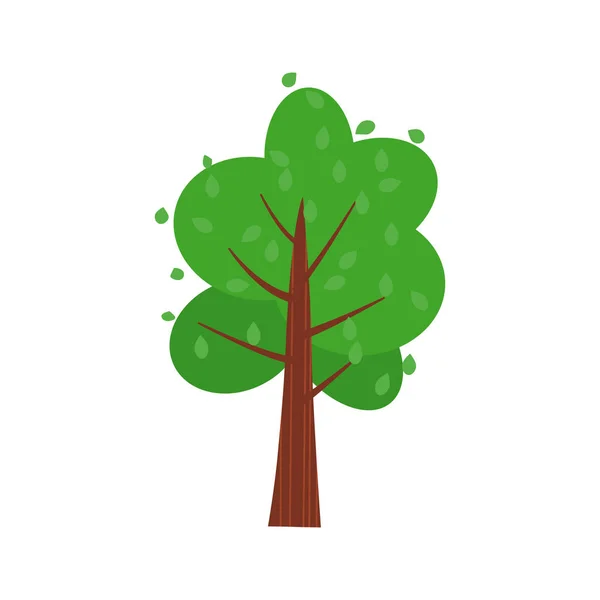 Tree forest green color stylized cute style. Vector, illustration, isolated, icon — Stock Vector