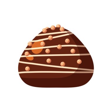 Çikolata kaplı bonbon şekeri doldurulmuş nuga, mus, krema. Vektör çizim şeker catoon simgesi beyaz arka plan üzerinde izole