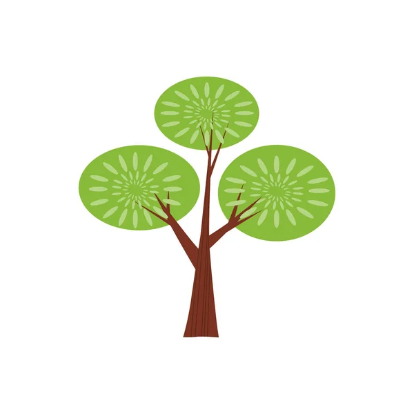 Bosque de árboles de color verde estilizado estilo lindo. Vector, ilustración, aislado, icono — Archivo Imágenes Vectoriales