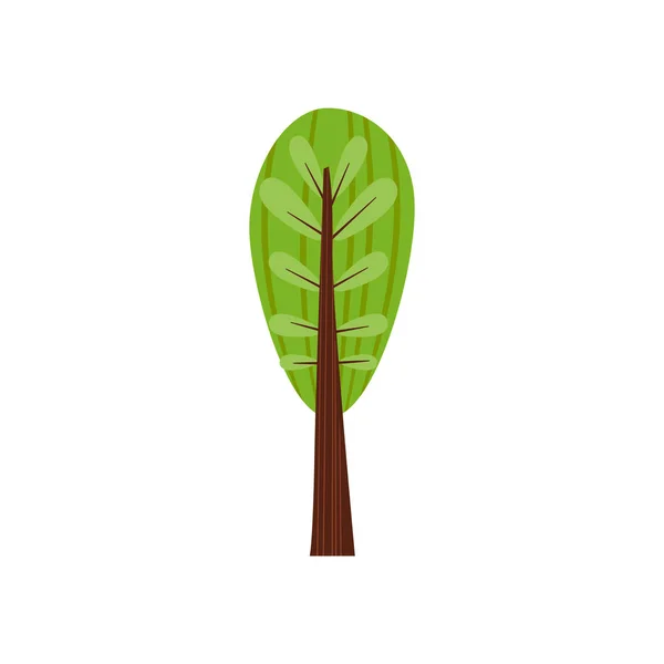 Albero foresta colore verde stilizzato stile carino. vettoriale, illustrazione, isolato, icona — Vettoriale Stock