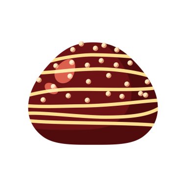 Çikolata kaplı bonbon şekeri doldurulmuş nuga, mus, krema. Vektör çizim şeker catoon simgesi beyaz arka plan üzerinde izole