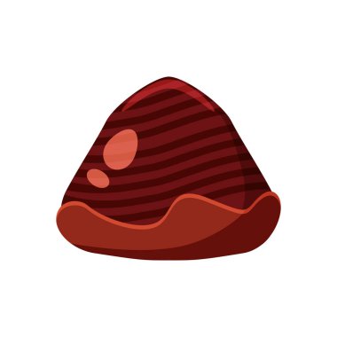 Çikolata kaplı bonbon şekeri doldurulmuş nuga, mus, krema. Vektör çizim şeker catoon simgesi beyaz arka plan üzerinde izole