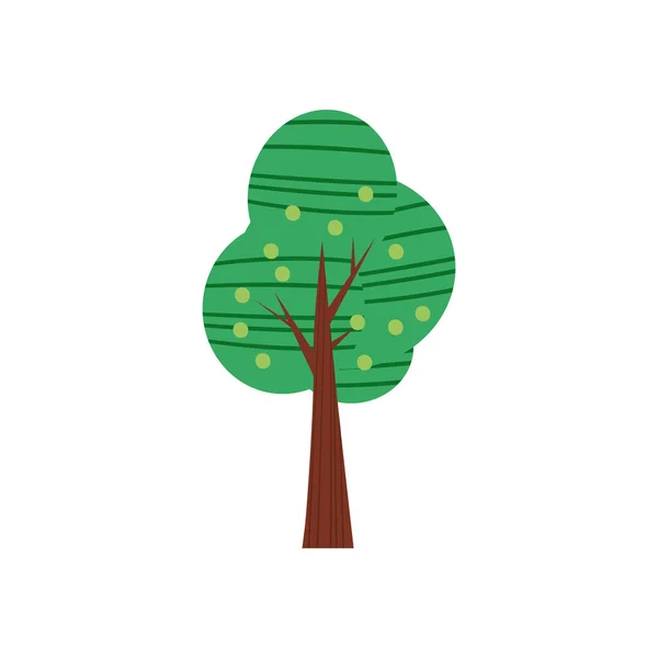 Tree forest green color stylized cute style. Vector, illustration, isolated, icon — Stock Vector