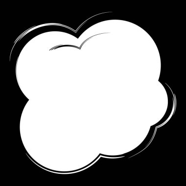 Karikatür komik konuşma balonu. Siyah arka plan üzerine vektör vektör çizim ve grafik öğeleri, şablon, izole,