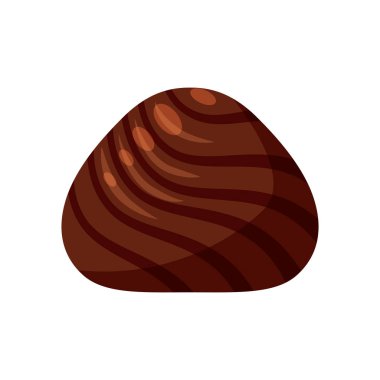 Çikolata kaplı bonbon şekeri doldurulmuş nuga, mus, krema. Vektör çizim şeker catoon simgesi beyaz arka plan üzerinde izole