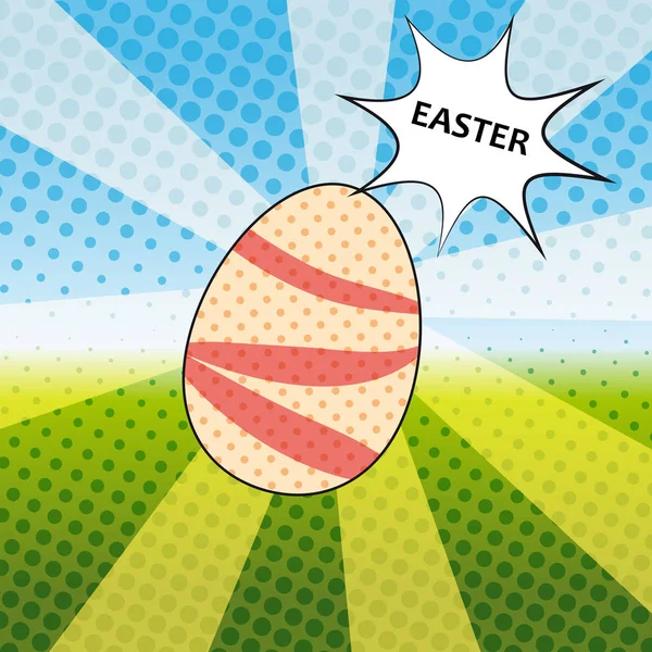 Feliz Pascua Pop Art Vector Illustration. con huevos de Pascua — Vector de stock