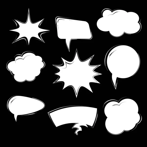 Set of black template in Pop Art style. Vector Comic Speech Bubble. Empty Cloud of Comics book dialog Space for Cartoon Box pop-art — Stock Vector