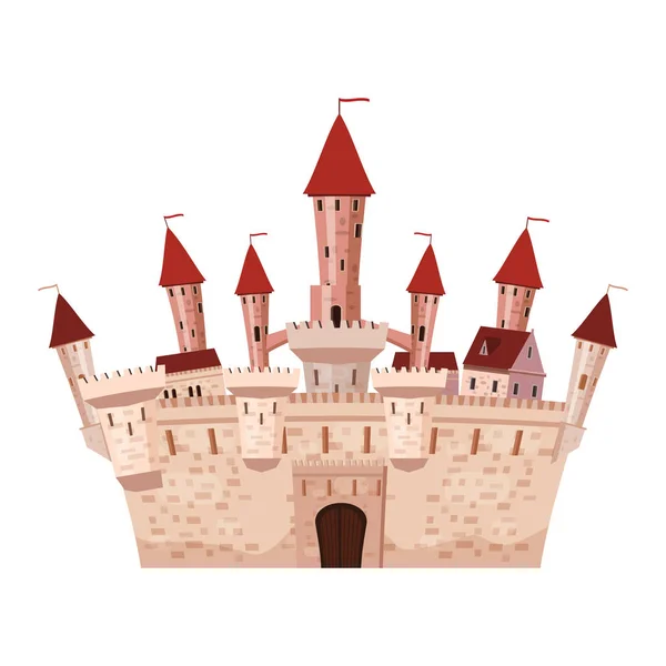 Princesse Château est une architecture de conte de fées du Moyen Age Europe, résidence. Vecteur, illustration, dessin animé, isolé . — Image vectorielle