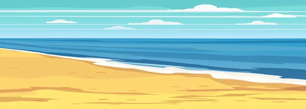 夏の海景、ビーチ、夏休み。海でホリデーシーズンの休暇。旅行レジャーの背景。テンプレートバナー広告ベクトルイラスト — ストックベクタ