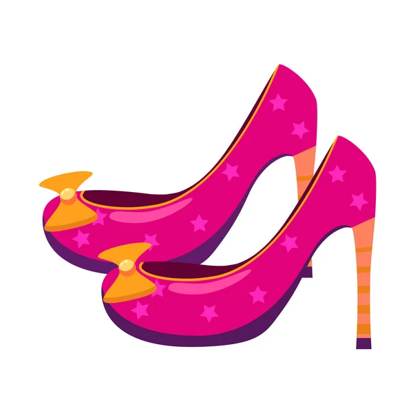 Princezna růžová obuv je báječná se zlatými luky, módním a okouzlující, pohádkovou, báchorkou, legendou, pověstí Evropa ve středověku. Vektor, ilustrace, kreslený styl, izolovaný — Stockový vektor