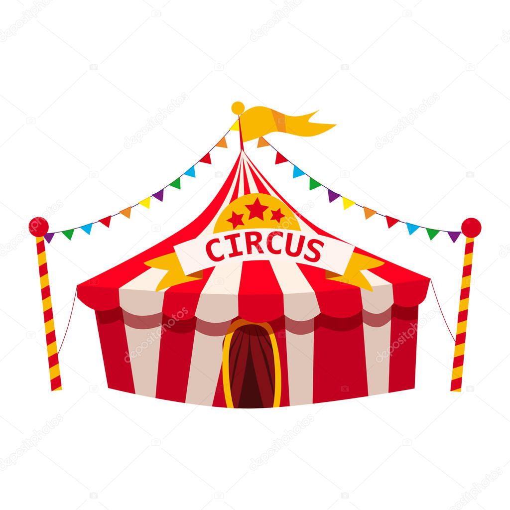 Circus tent, awning, red and white stripes, entertainment carnival fun