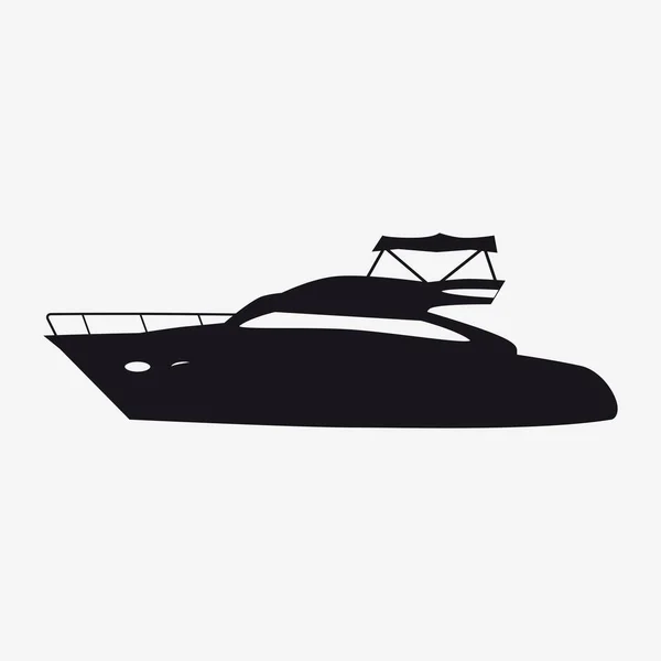 Icono lancha rápida, barco, silhoutte vista lateral. Vector, estilo simple aislado — Vector de stock