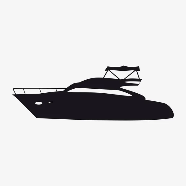 Icône bateau de vitesse, bateau, vue latérale silhoutte. Vecteur, style simple isolé — Image vectorielle