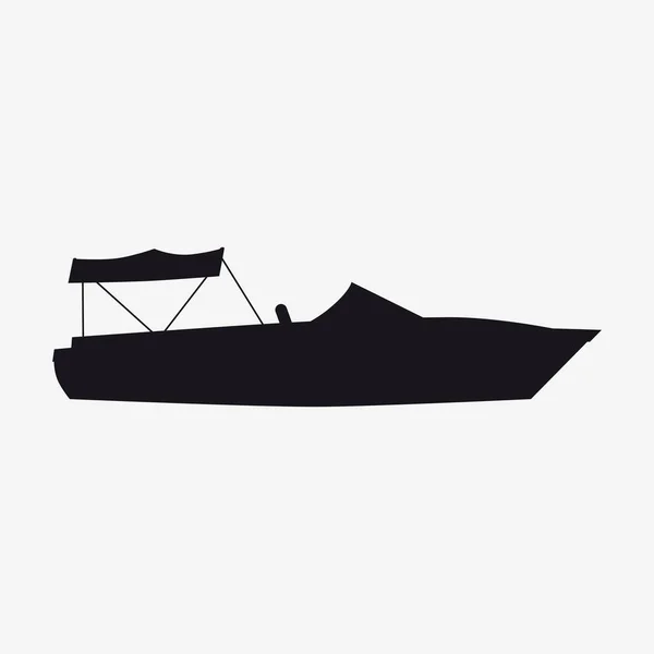Ícone barco de velocidade, barco, silhueta vista lateral. Vetor, estilo simples isolado —  Vetores de Stock