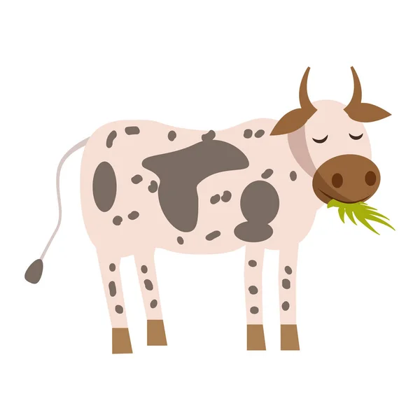 Niedliche Kuh, Tier, Trend, Cartoon-Stil, Vektor, Illustration, isoliert auf weißem Hintergrund — Stockvektor