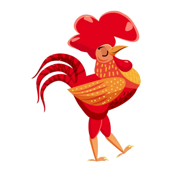 Lindo gallo, gallo, animal, tendencia, estilo de dibujos animados, vector, ilustración, aislado sobre fondo blanco — Archivo Imágenes Vectoriales