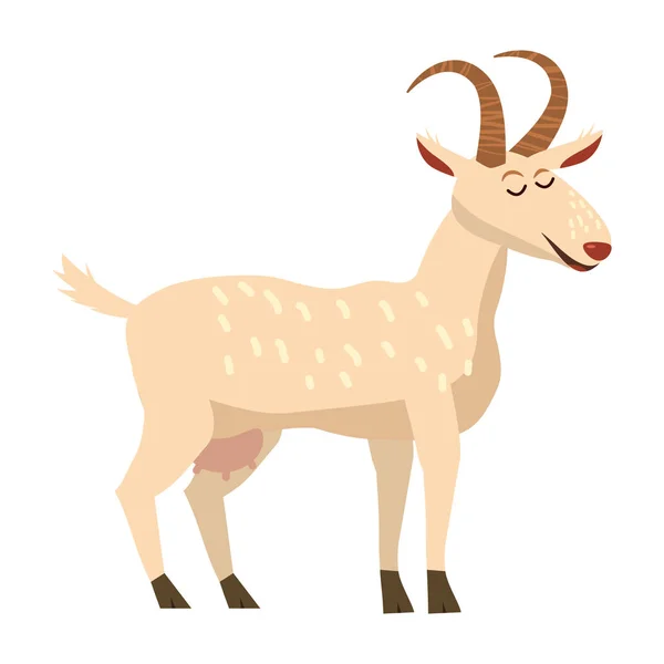 Niedliche Ziege, Tier, Trend, Cartoon-Stil, Vektor, Illustration, isoliert auf weißem Hintergrund — Stockvektor