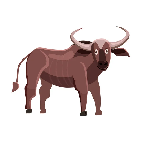 Niedlichen Büffel, Stier, Tier, Trend, Cartoon-Stil, Vektor, Illustration, isoliert auf weißem Hintergrund — Stockvektor