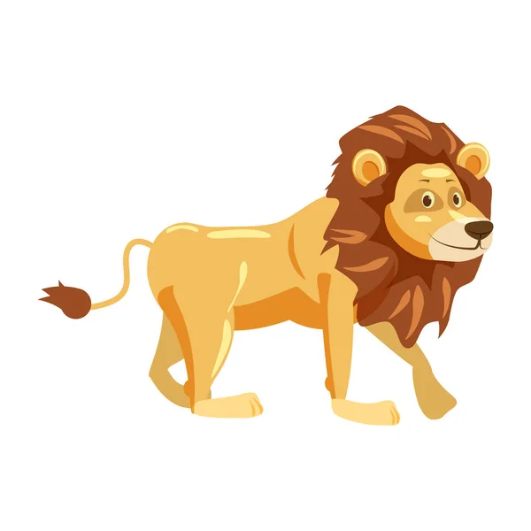 Niedlicher Löwe, Tier, Trend, Cartoon-Stil, Vektor, Illustration, isoliert auf weißem Hintergrund — Stockvektor