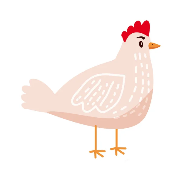 Cute chicken, hen, animal, bird, trend, cartoon style, vector, illustration, isolated on white background